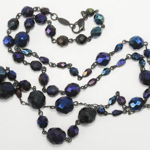 Black Iridescent Bead Chain Necklace